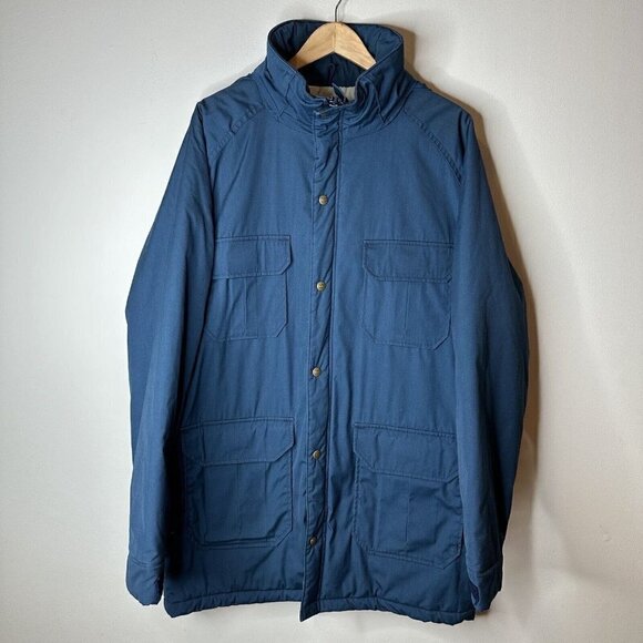Woolrich Men's Blue Parka Long Chore Jacket Coat Vintage Made In USA Large - Picture 1 of 16